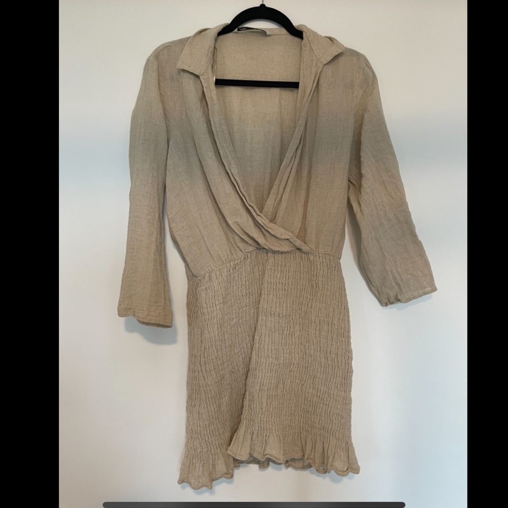 Zara Beige Long Sleeve Dress